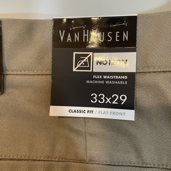Van Heusen Non-Iron Flex Waistband Classic Fit Mens Dress Pants Tan Beige 33x29 - Picture 7 of 10